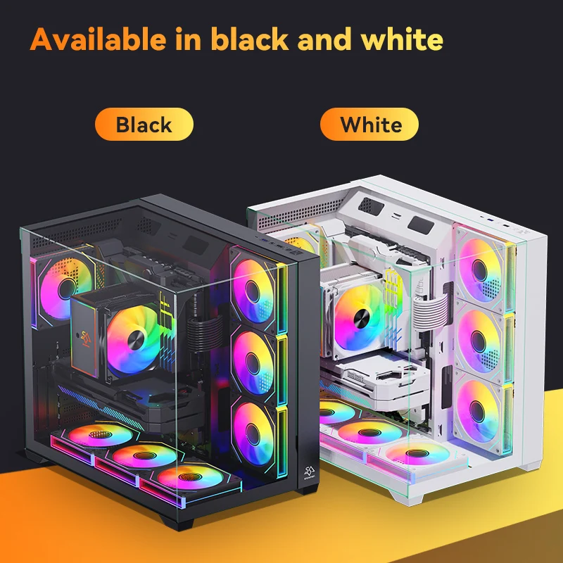 SNOWMAN new customized pc case with Tempering Glass and cooling fans full Tower ATX Case  gaming computer gaming cabinet