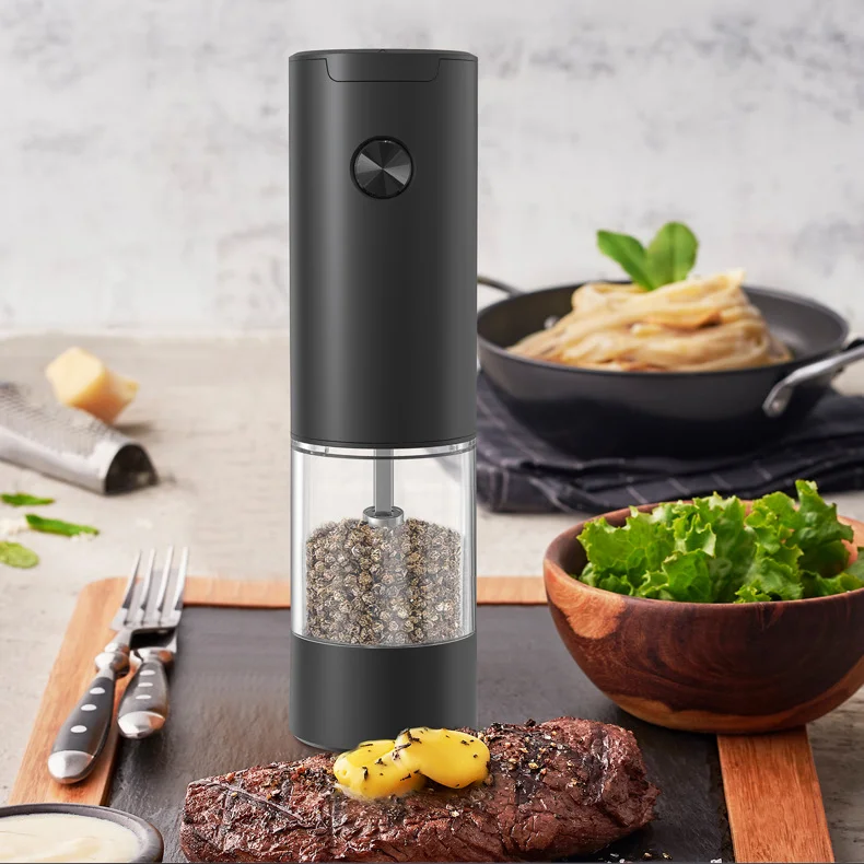 Plastic Household Herb Spice Grinder Usb Rechargeable Gravity Electric Salt And Pepper Grinder Set