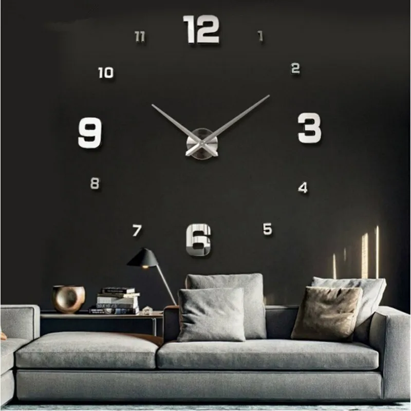 Diy Large Acrylic 3D Mirror Surface Fancy Wall Sticker Wall Decorations Clock for Home Decor