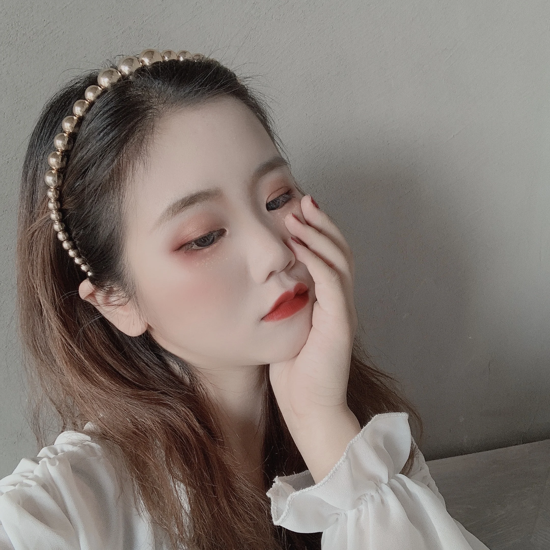 Hot Sell Women Fashion Korean Simple Hair Accessories Braided Hairband Pearl Hair Band Girl Pearls Headband