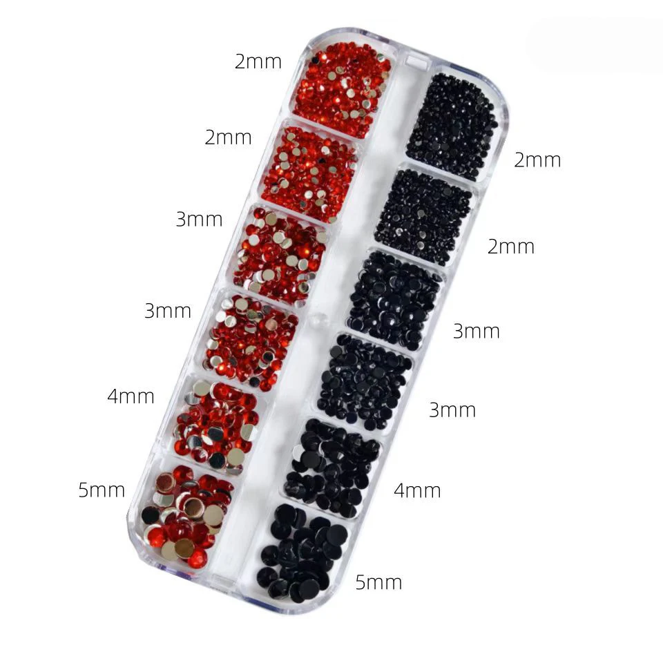 Wholesale Nail Supplier Accessories 12 Grids Flat Back AB Glass Rhinestones 3D Diamond Nail Decorations