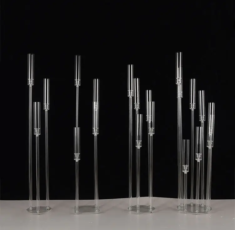 Crystal Clear Acrylic Candle Holder Candelabra Centerpieces for Wedding Party Table Decoration