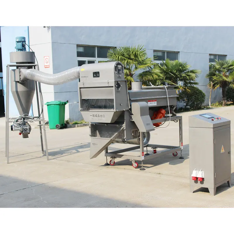 Food packaging sieve air separator removes foreign matter from stones