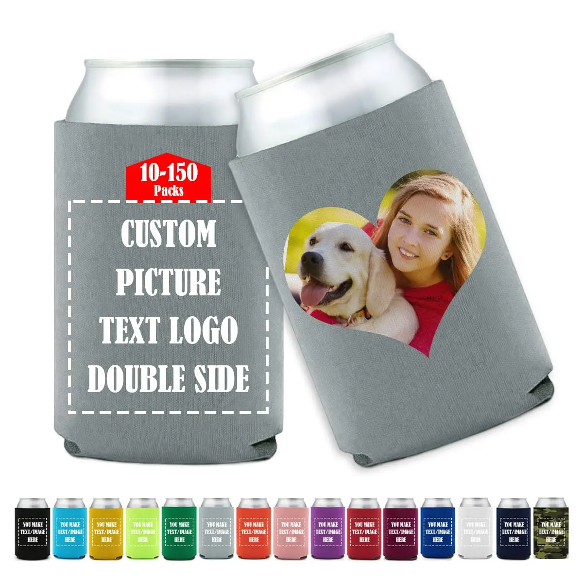 Custom Cans Coolers Customizable Signature Name Personalized Beer Sleeves Your Own Drink Cooler Bag With Picture Text Logo