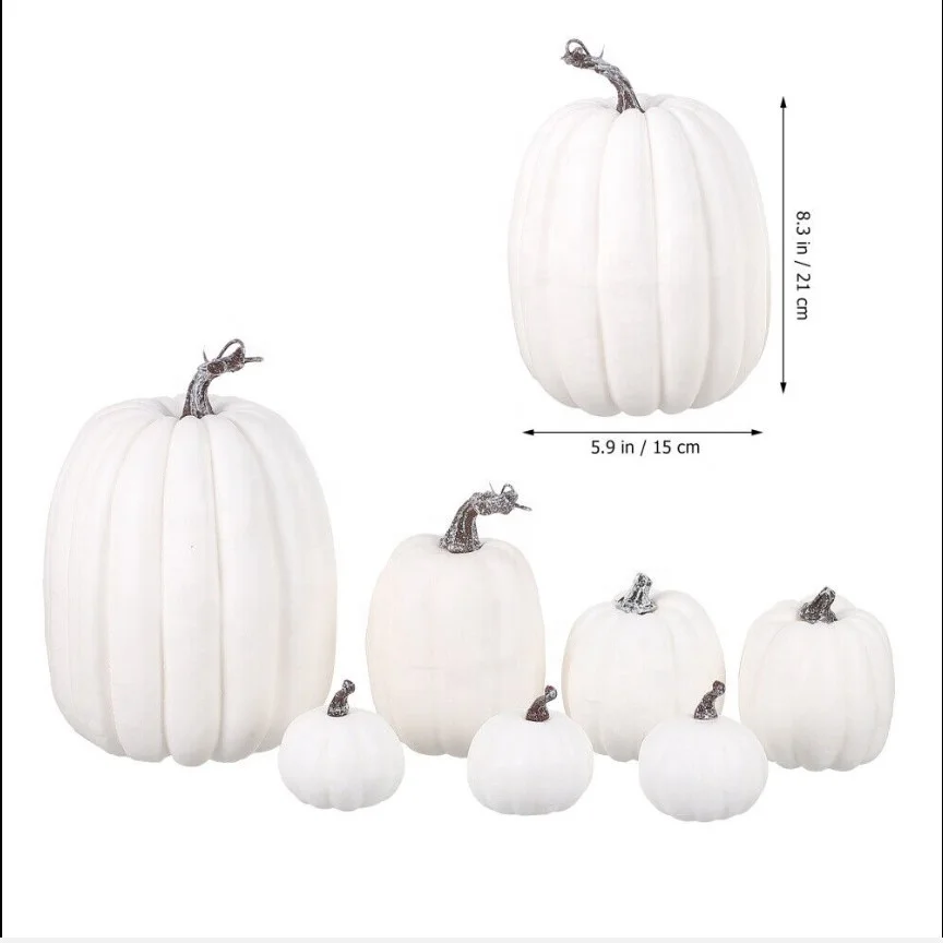 Artificial Pumpkins Autumn Decorations White Mini Fake Foam Plastic Pumpkins Small Harvest Lifelike Pumpkins for Fall Autumn Th