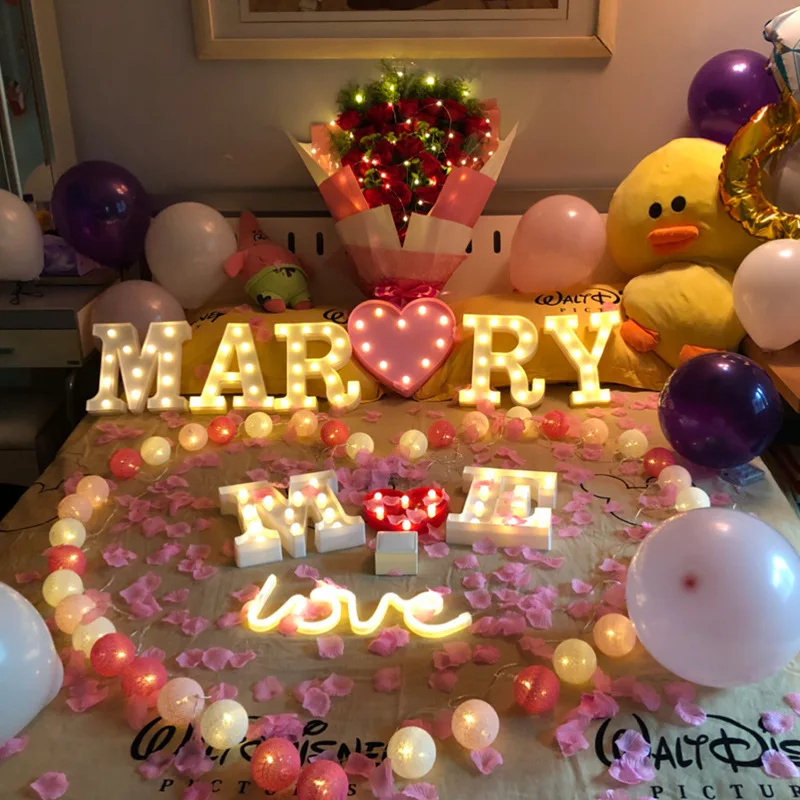 Photo Props Letter Lights LED Night Lights Christmas New Year Creative Birthday Modeling Lights Wedding Room Decoration