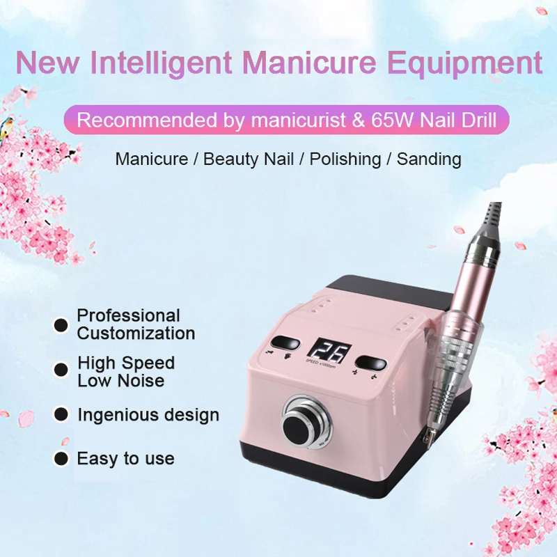 Professional nail drill machine electric polishing pen with foot pedal switch 35000rpm high speed high quality drill nail salon