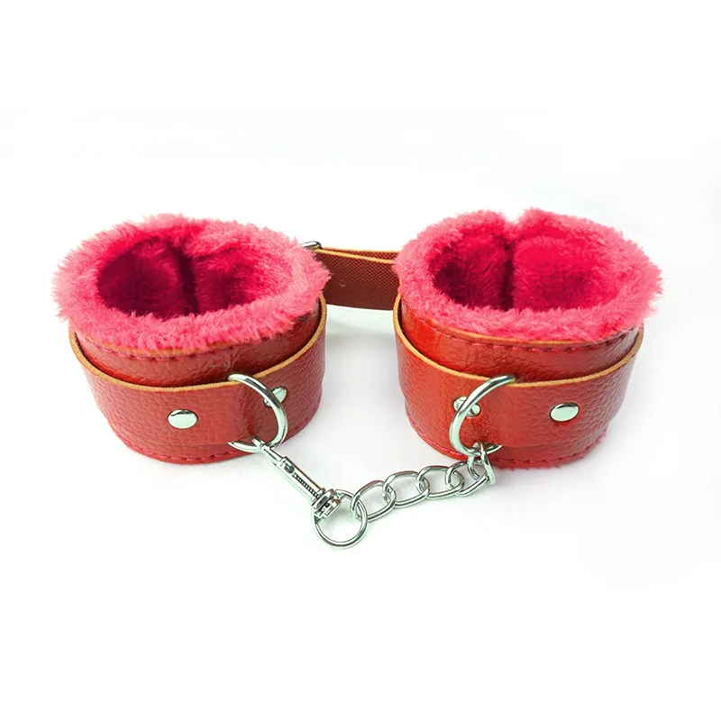 High quality leather flirting plush handcuffs BDSM Japanese SM bondage adult toys