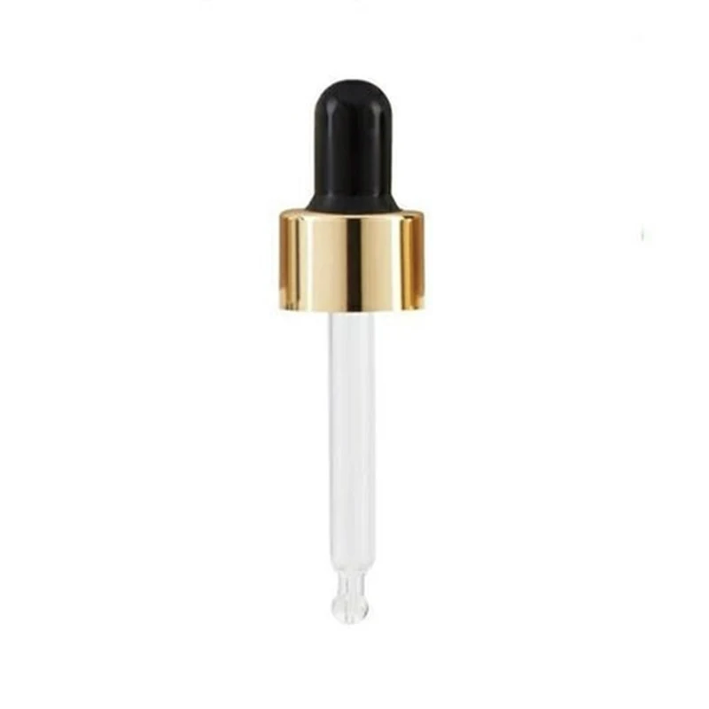 Metallic Aluminum Glass Dropper Assembly Dispensing rubber squeeze bulb Tamper Child Resistant Dropper Graduated Glass Pipette