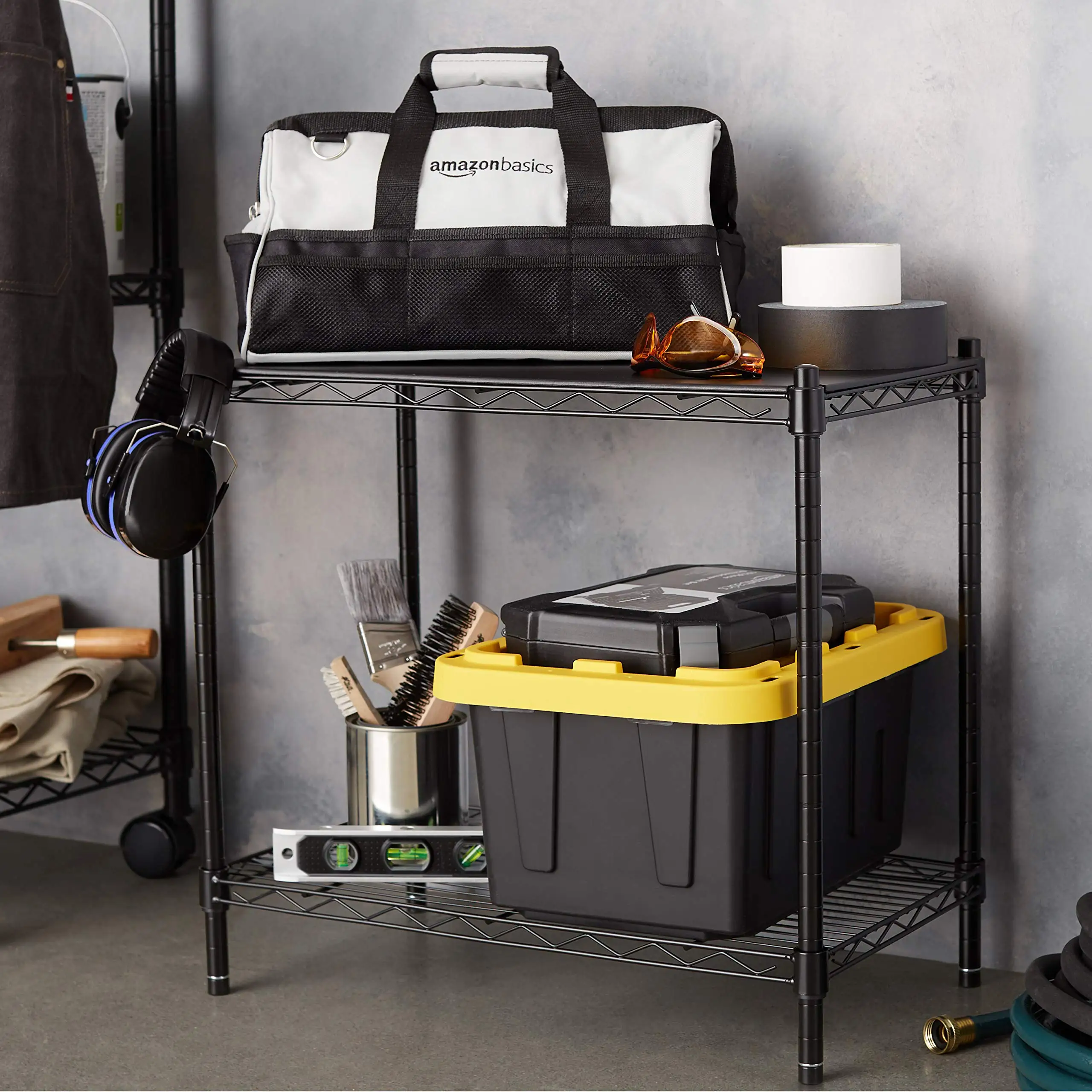 2 полки для хранения черные высококачественные металлические