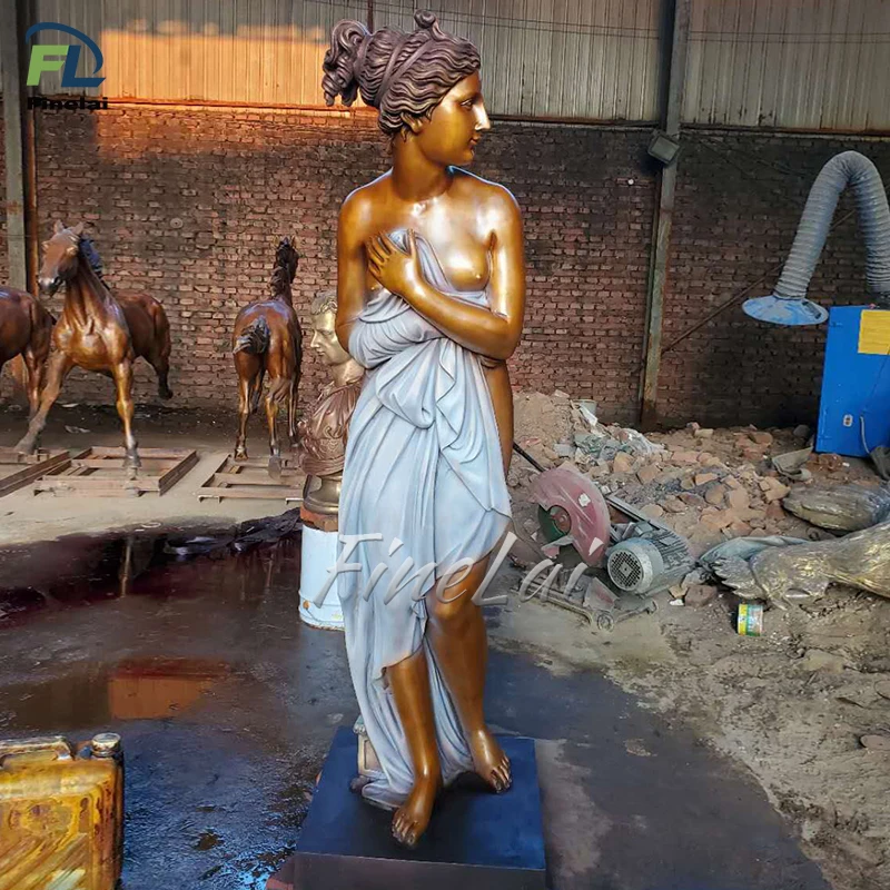 Finelai good quality outdoor decorative metal bronze woman statue