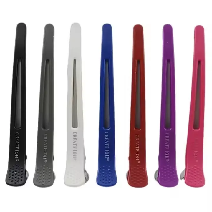 Wholesale styling tools free shipping pink lead free matte custom fluffy small logo alligator claw gold cutting clip for hair