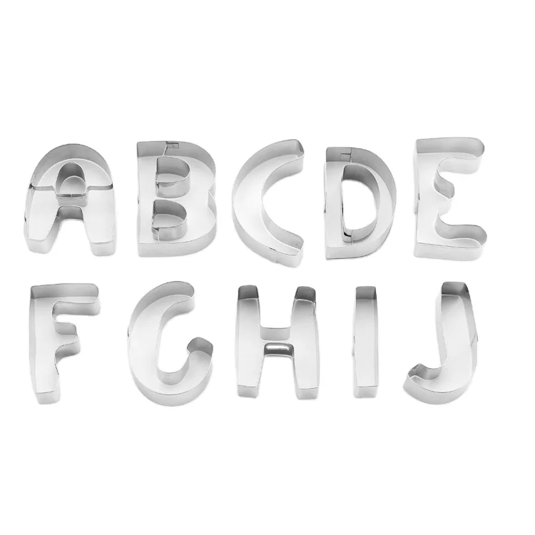 
26-Piece Large Alphabet Cookie Cutter Set (A - Z) Stainless Steel Decorating Tools Letters Fondant Cutter 