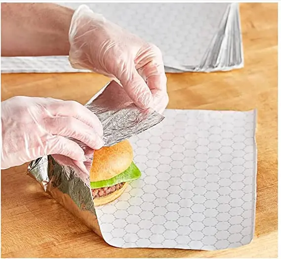 Wholesale custom Honeycomb aluminum foil laminated paper for burger wrap
