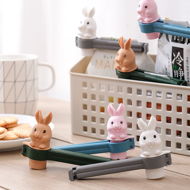 Lovely rabbit cartoon stick clamp plastic small tool kitchen food snack bag sealing clip
