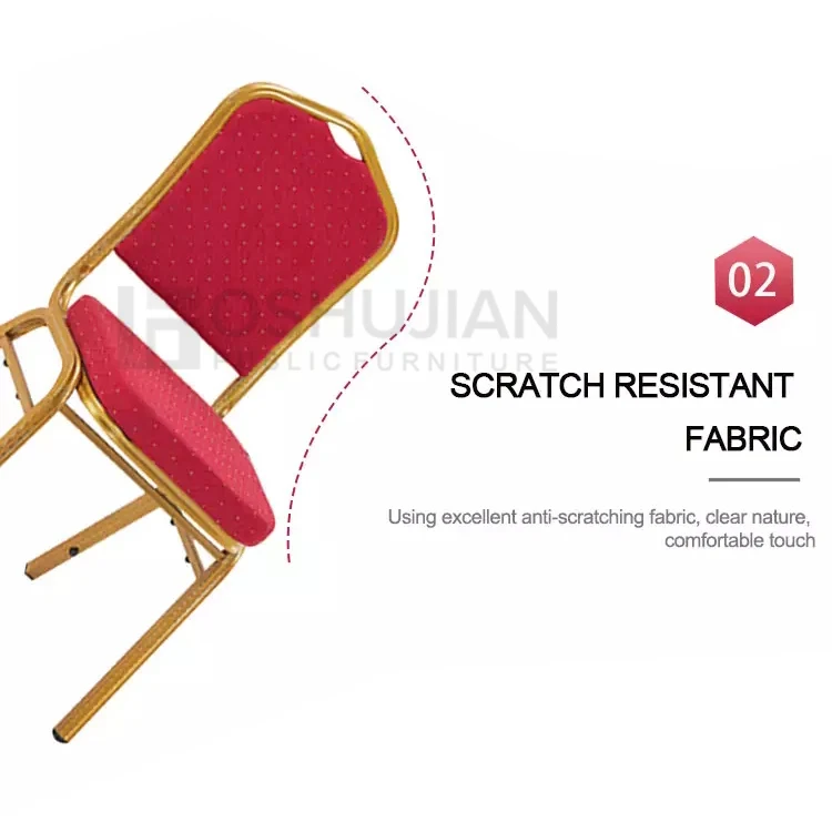 Manufacturer direct banquet hotel furniture price steel Metal aluminum hotel red fabric gold wedding hall  Party banquet chairs