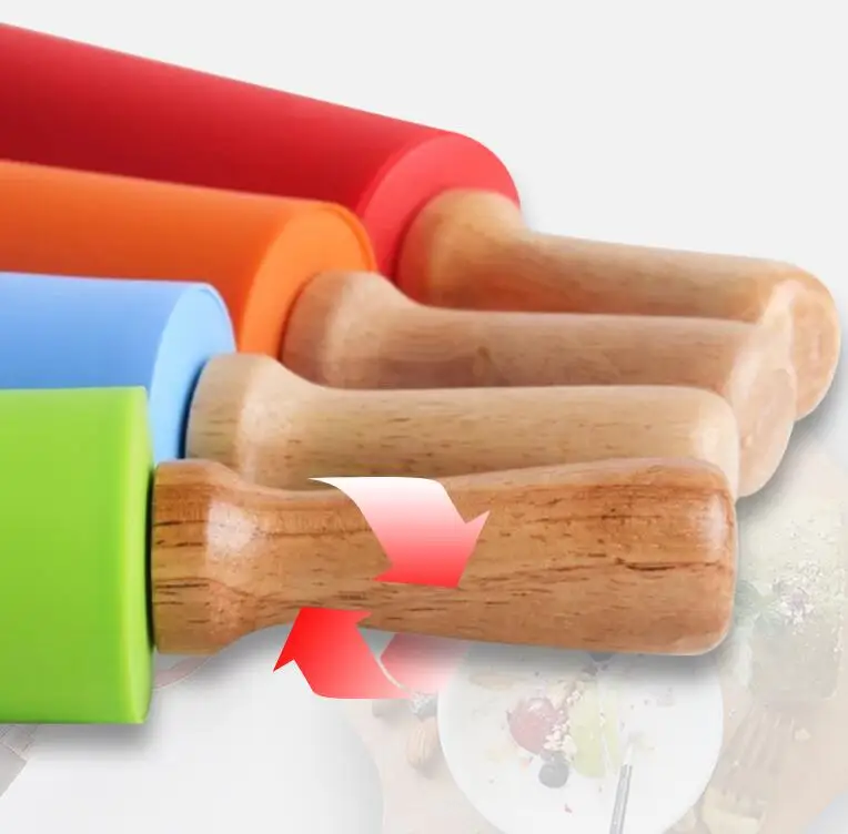 Baking & Pastry Bake Cake Tools Dough Roller Silicone Rolling Pin