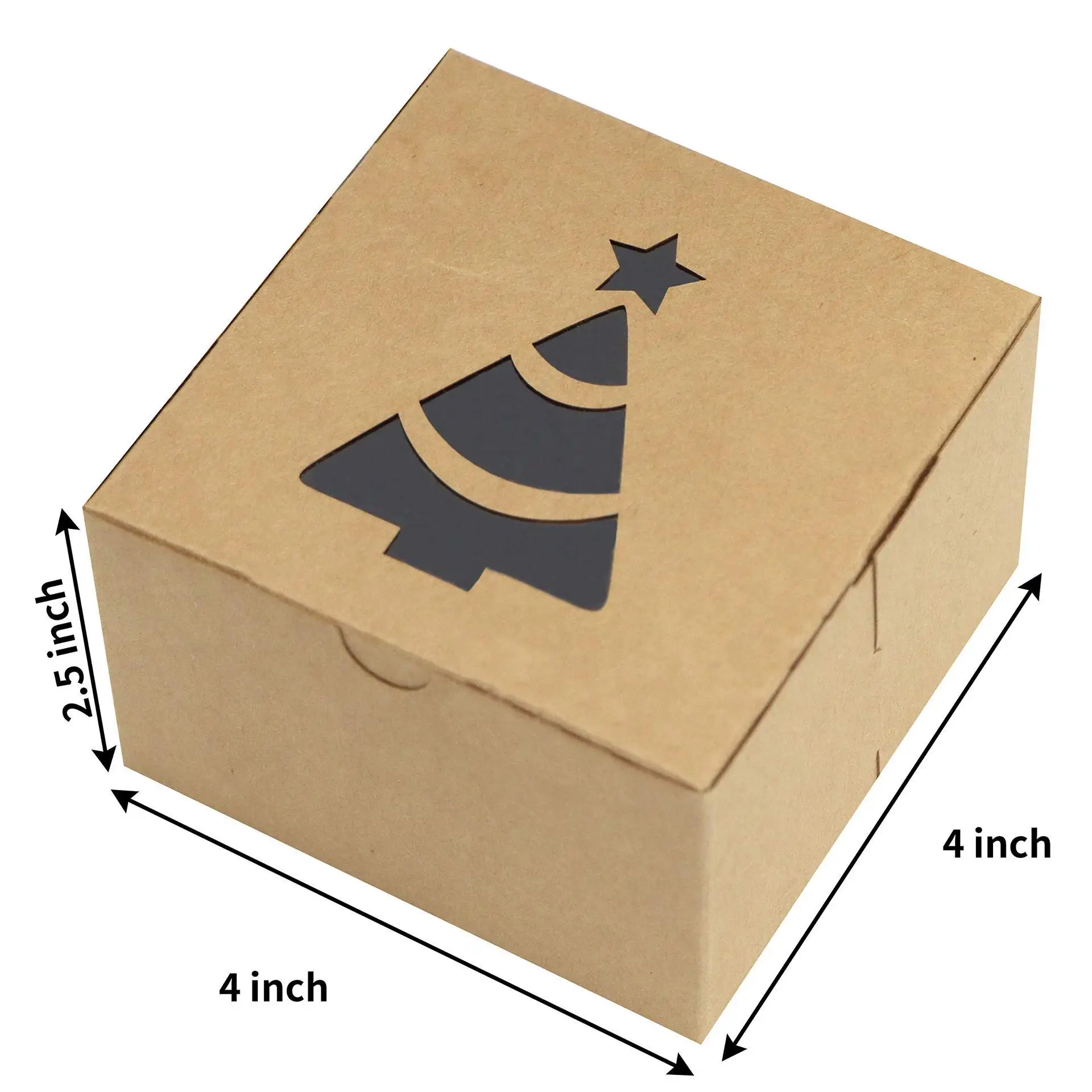 Wholesale Kraft Paper Cupcake Box Clear Window Kraft Paper Cookie Candy Boxes Sweet Packaging Box