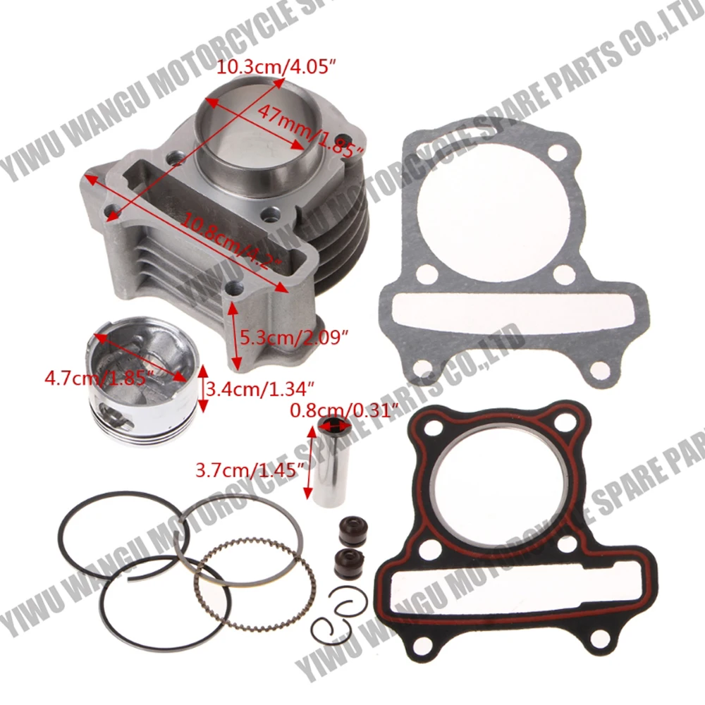 47mm Big Bore Cylinder Piston Kit Rings For Scooter Moped GY6 50 60 80 139QMB