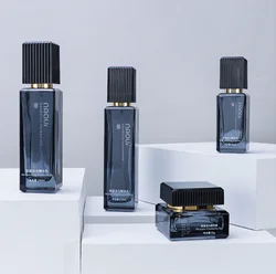 luxury black square new cosmetic glass jars 30g 50g 40ml 100ml 120ml glass pump bottles