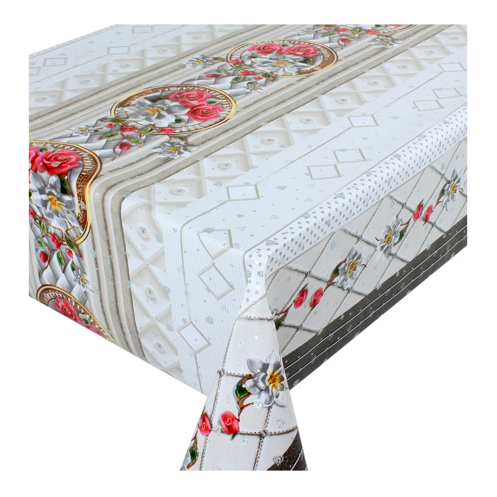 Оптовая продажа роскошный высококачественный золотой рулон водонепроницаемая ткань из ПВХ скатерть в рулоне