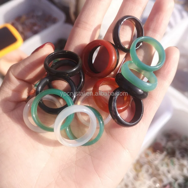 Factory direct selling Natural Jade Onyx Chalcedony Pendant Female Ring Crystal Ring