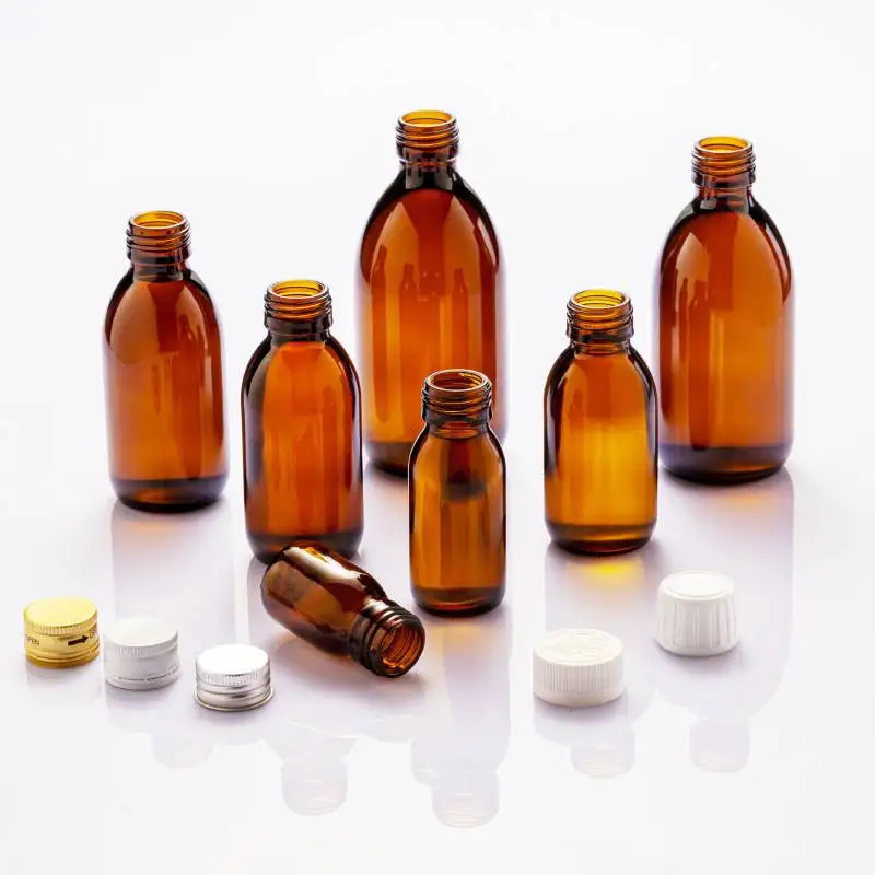 Medical use 30ml 60ml 100ml 125ml 150ml 200ml 250ml 300ml 500ml syrup glass bottle oral liquid amber glass maple syrup bottles