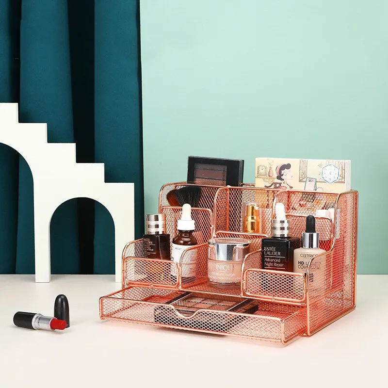 Настольный органайзер цвета розового золота, черный, металлический бумажный лоток для документов, настольный органайзер для офиса