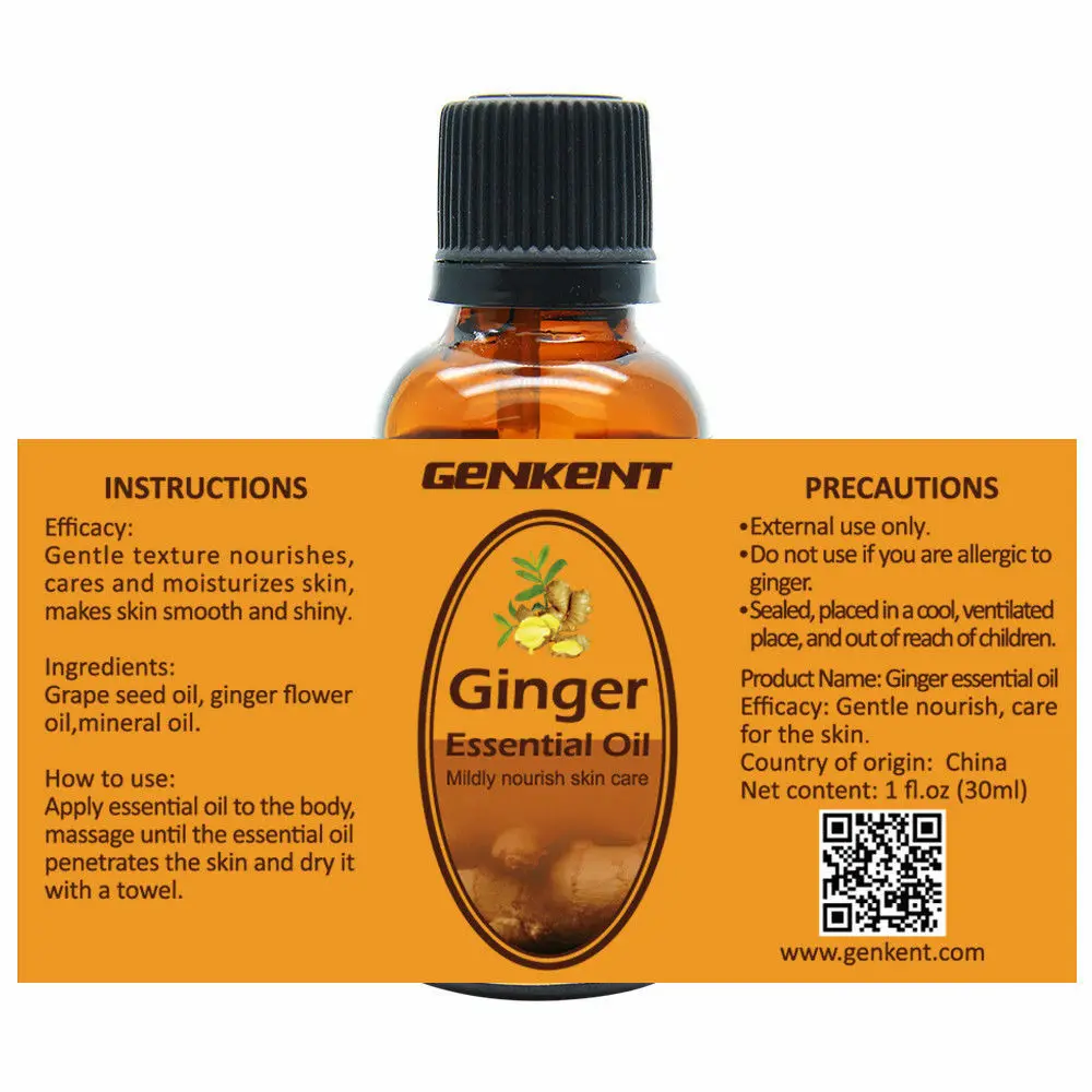 Private Label Available Lymphatic Drainage Herbal Massage Essential Ginger Roots Oil For Skin Care