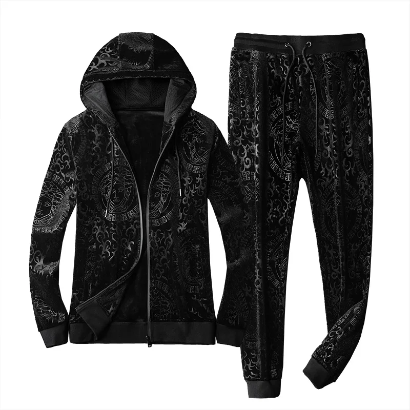 winter tracksuits for men custom Plus Size Cashmere plain tracksuit men 2020 Warm Suit 2 Piece Tracksuit men Long Sleeve Thicken