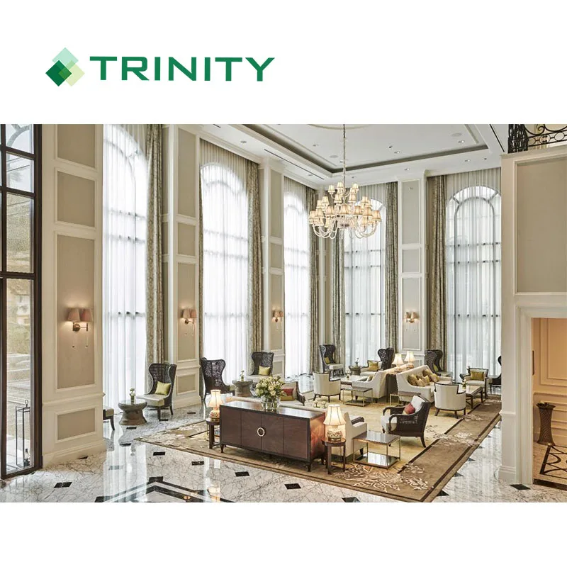 ZL02 Custom made 4 star solid wood metal modern luxury design hotel lobby furniture set