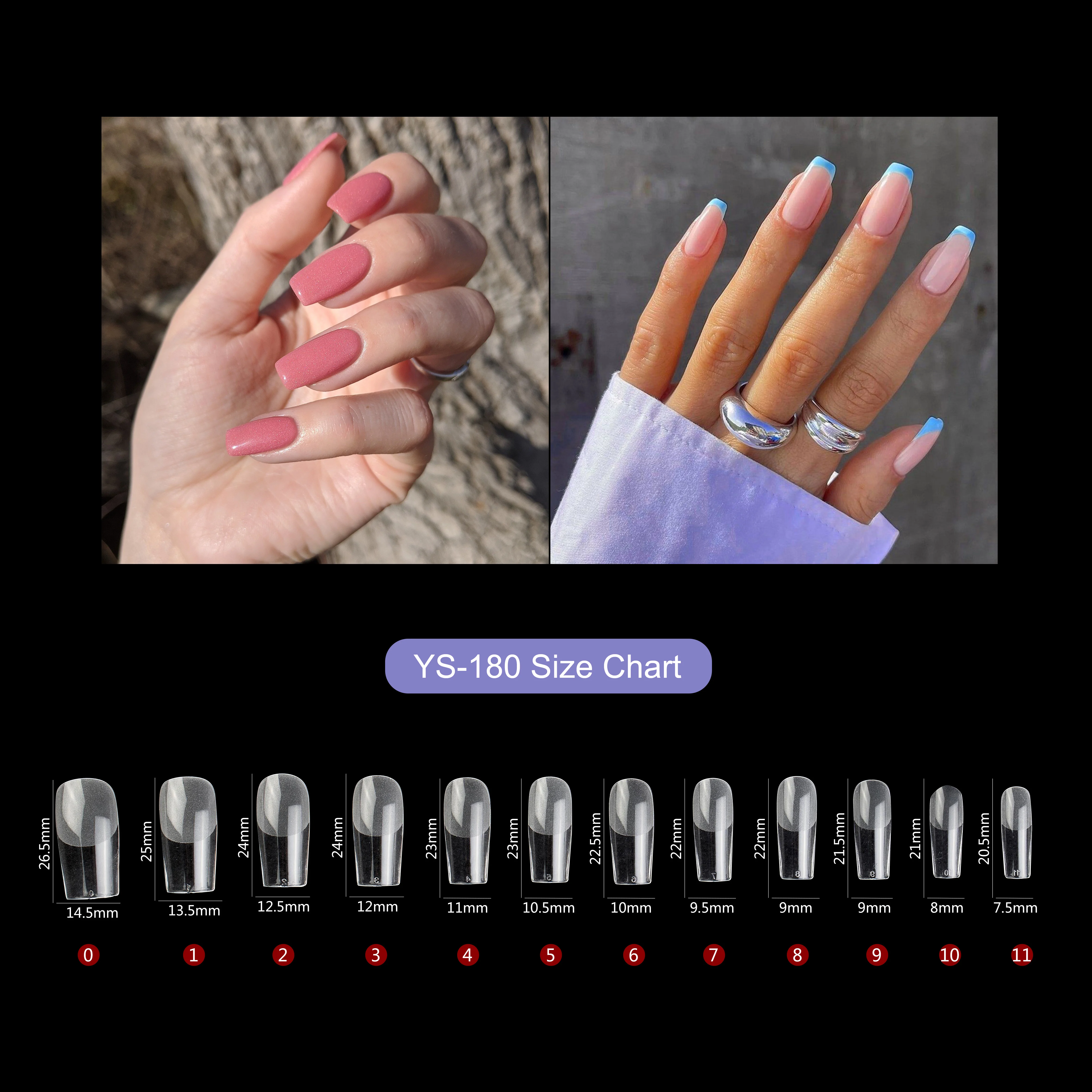 Low Moq high quality 12 sizes press on nail gel tips