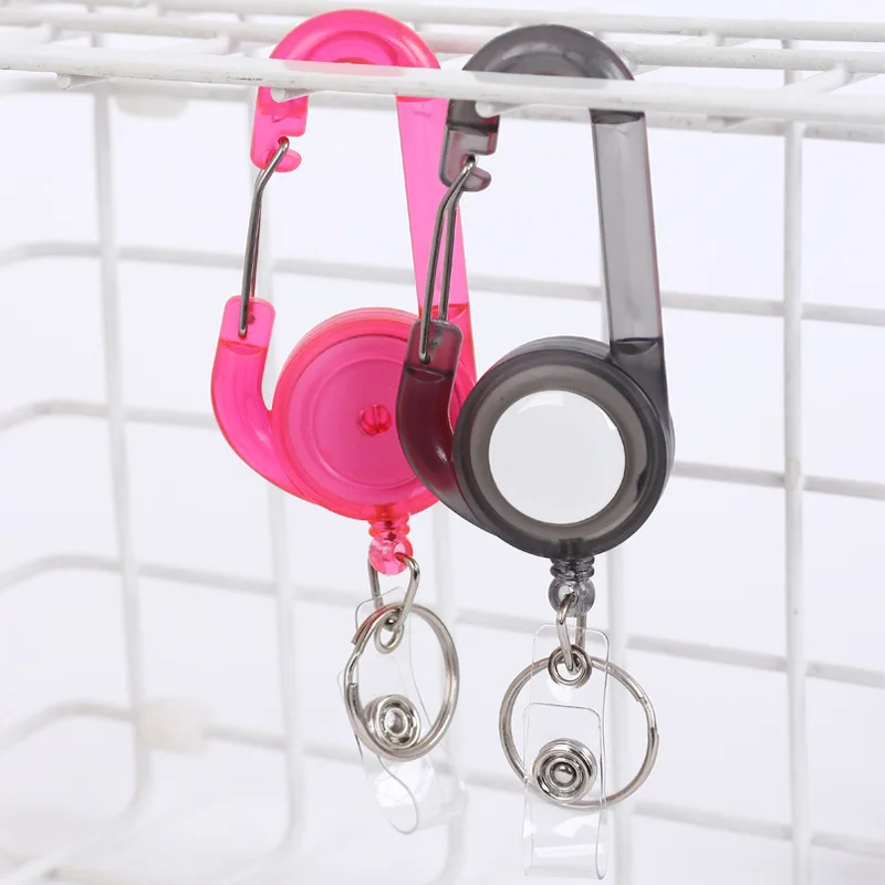 multi functions high resiliency anti theft translucent extendable cute keychain company office ID card badge reel accessories