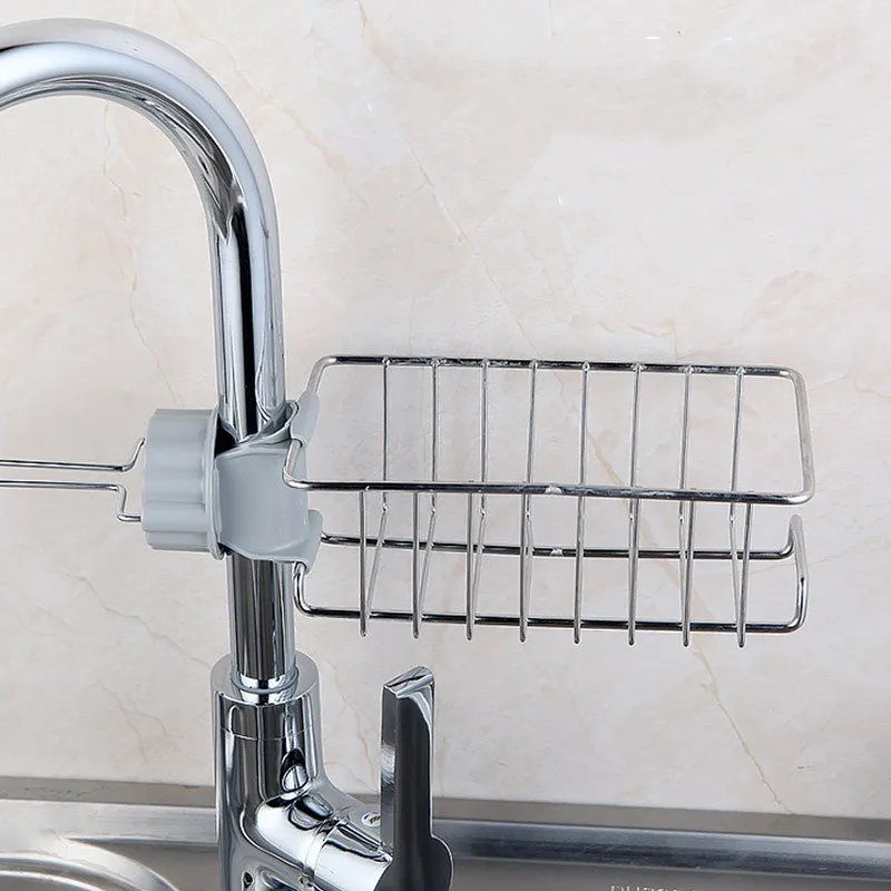 Adjustable Sink Drain Rack Sponge Storage Faucet Holder Soap Drainer Shelf Basket Organizer Kitchen Bathroom Accessories