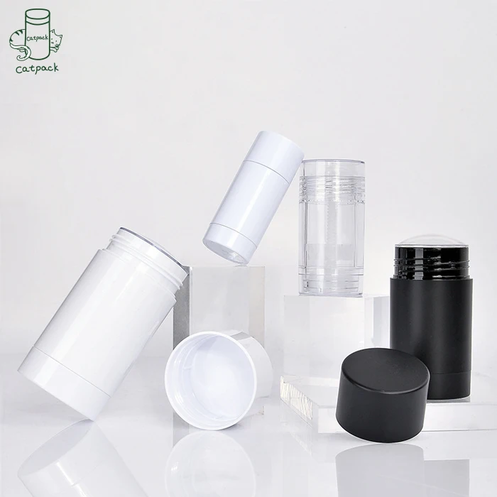 Round Twist Up Salve Plastic Deodorant Tube 15ml 30ml 50ml 75g Black White Clear Empty Plastic Deodorant Stick Container