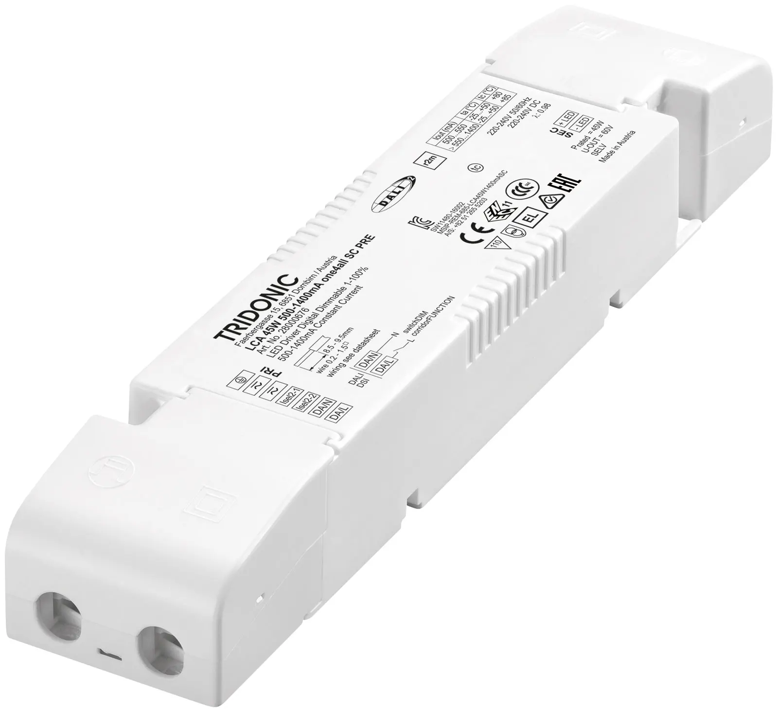 Драйвер Tridonic LCA 45W 500-1400mA one4all SC PRE Compact Driver Article No: 28000676