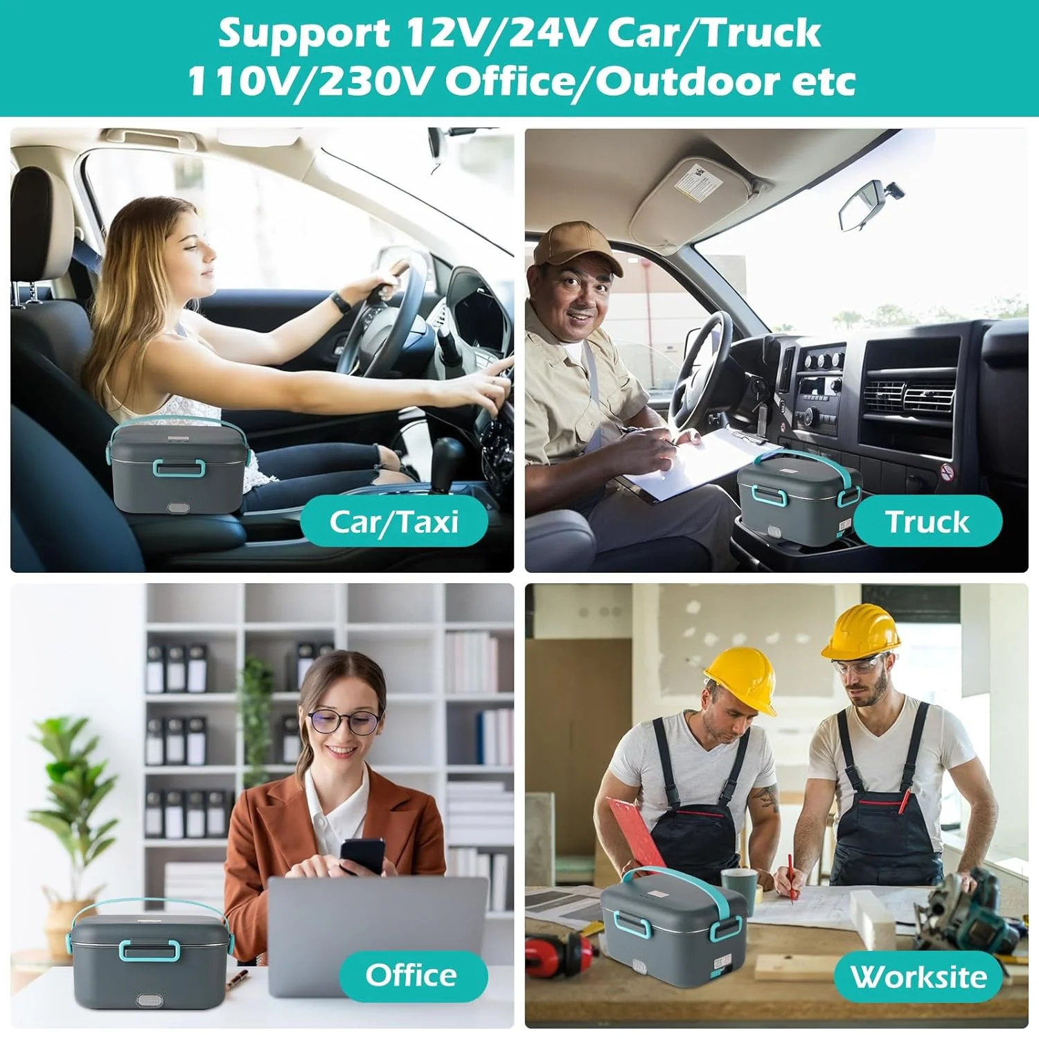 Multi-purpose 304 stainless steel food heater portable electric lunch box food warmer for travel home office car