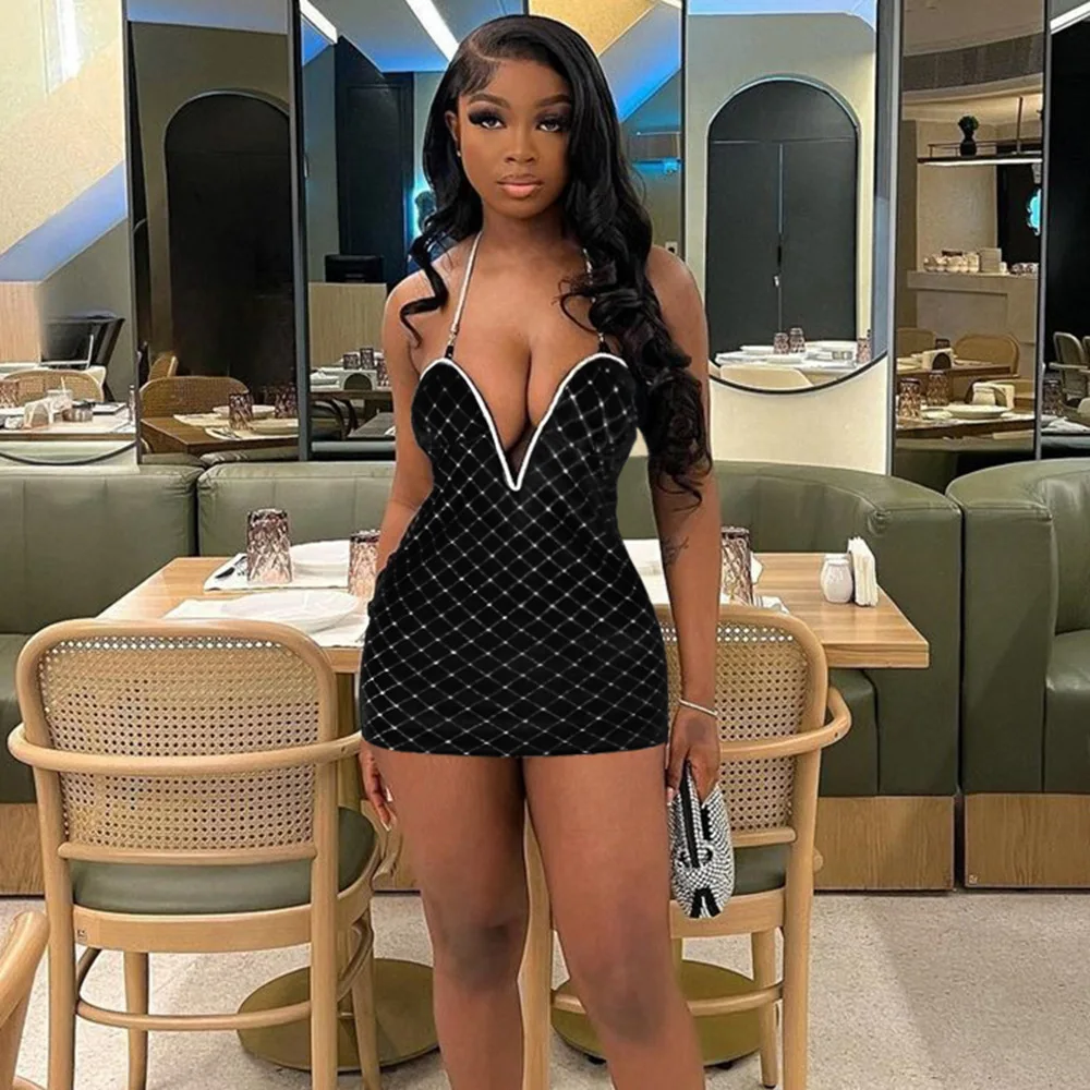 Bomblook C424DS Velvet Sexy Fashion Mini Dress Bodycon Summer Sexy Club Party Patchwork Cami Evening Dresses For Women 2024