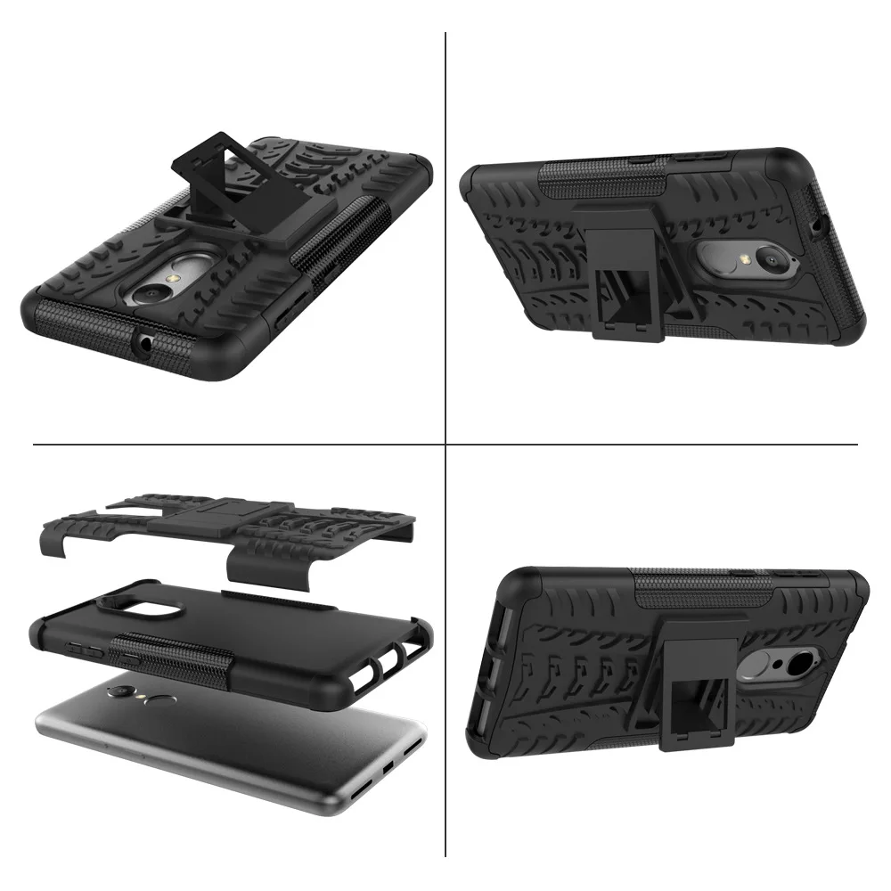 Dazzle Hybrid TPU PC Kickstand Armor Cell Phone Case For Lenovo K8 Back Cover