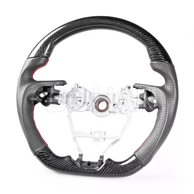 Real Carbon Fiber D-Type Racing Design Car Steering Wheel Nappa Perforated Leather for Toyota Camry RAV-4 Auris 2018+