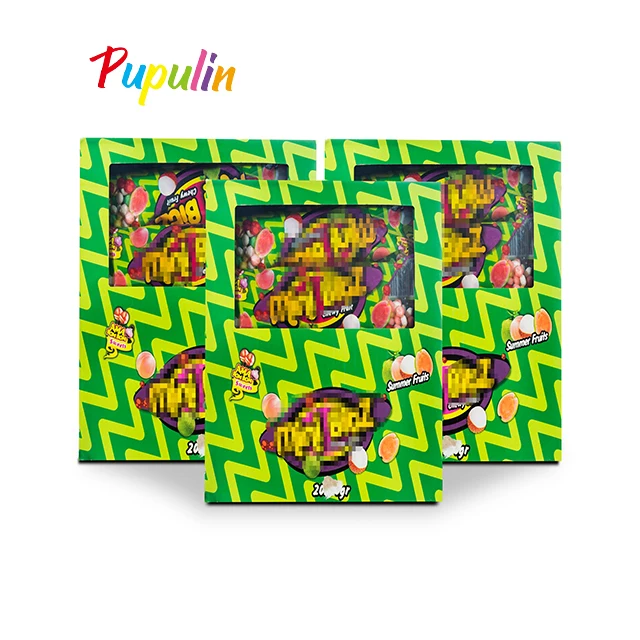 Green bag candy guava litchi fruit flavor mixed colored chew sweets gummy mini candy