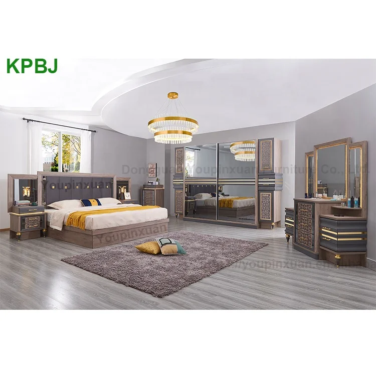 
Modern Classical King Size MDF Complete Bedroom Furniture Sets Luxury Wooden Bedroom Sets 