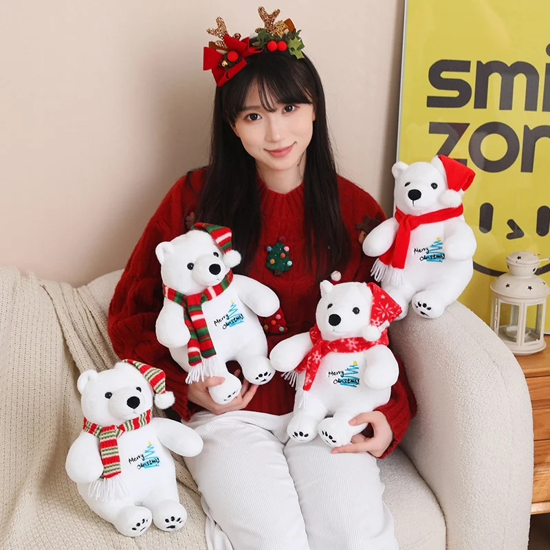 YSTPLT Christmas White Polar Bear Plush Giant Plush ToySuper Soft Plush Polar Bears Stuffed Animal Toy