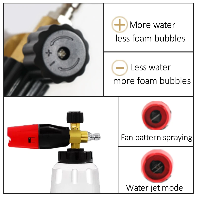 Foam Cannon For Pressure Washer Transparent Bottle Heavy Duty Quick Connect High Pressure Snow Foam Lance