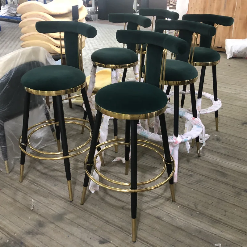 Hot Sale Nordic Modern Fabric High Bar Furniture Stools Bar Chairs With Footrest