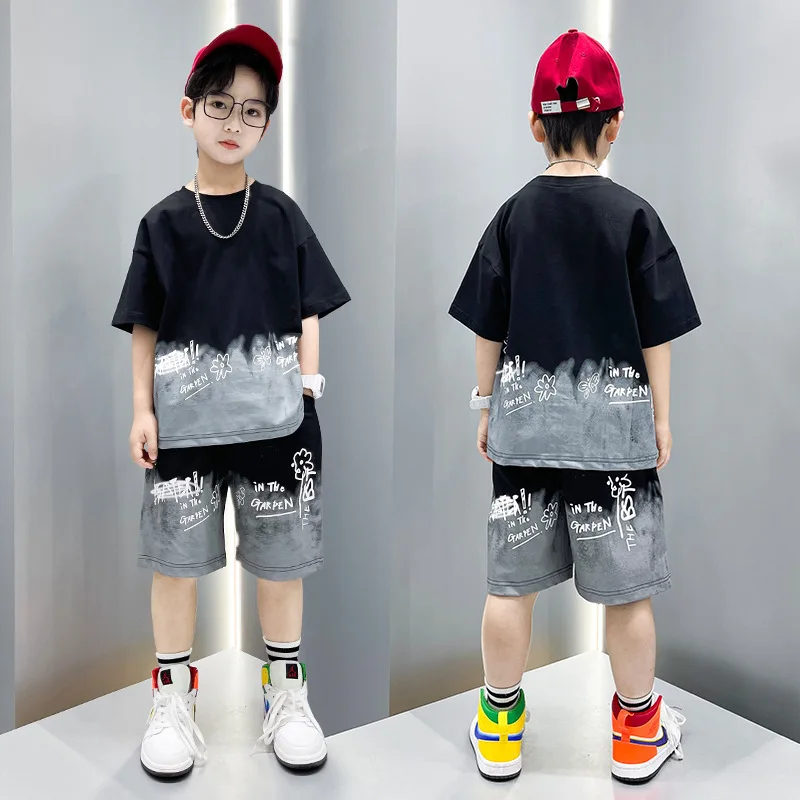 Hot Sale Factory Price Summer Boys Cartoon Pattern Clothes Set New Models Fashion T-shirt And Denim Shorts 2 Pcs