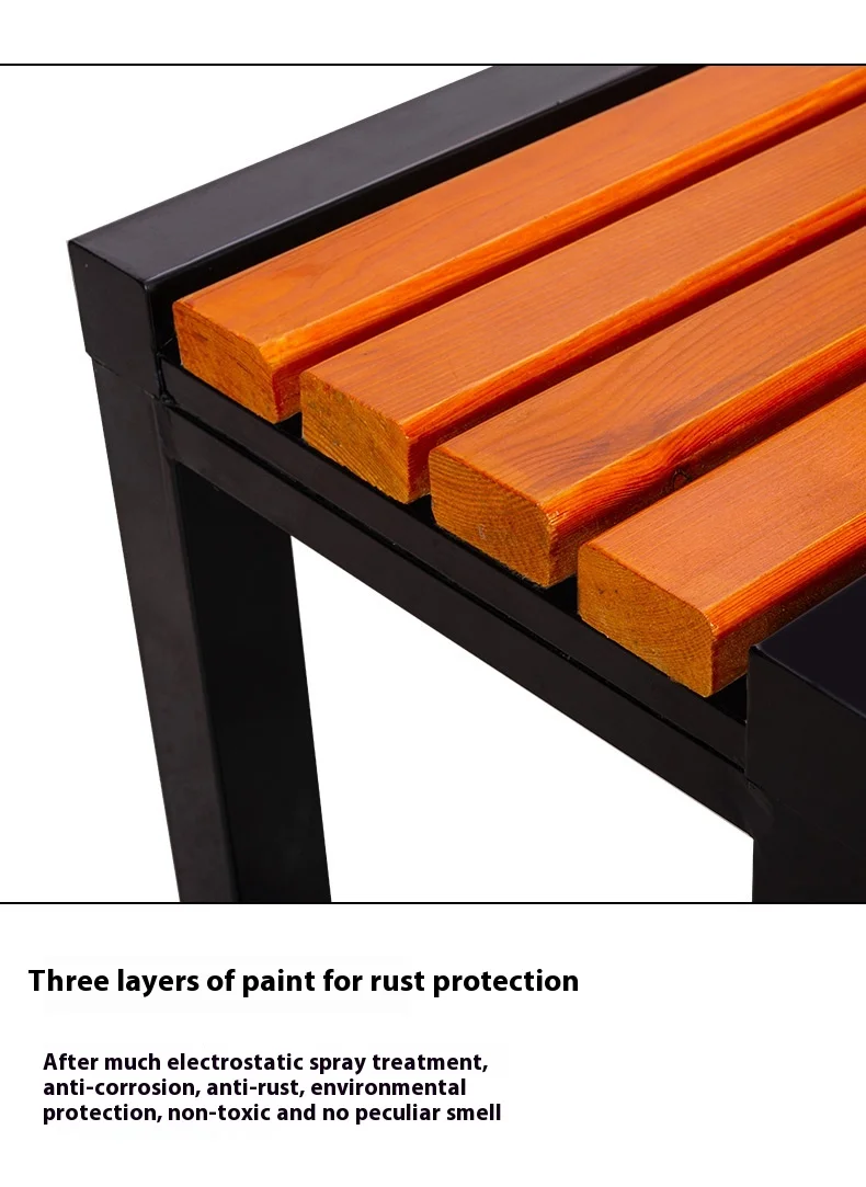 European Classical Cast Aluminum Garden PS Wood Bench Long Chair Set Rustproof Outdoor Patio Park Modern Design