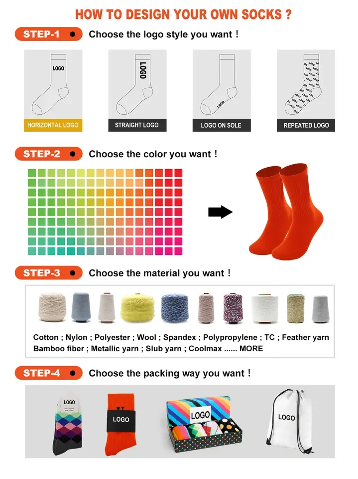 Low MOQ High Quality Professional Socks Factory Unique Own LOGO Design Custom Socks With Customized Labels Tags Packaging