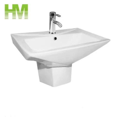 China Ceramic Wall Hung Diamond Basin with Short Pedestal