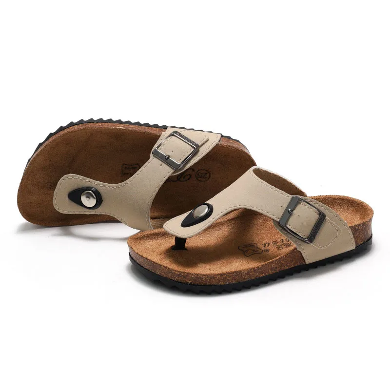 Cork Slippers Flip-flops Korean Version Foot Clip Tide Beach 2023 Spring Summer Children Boys and Girls Cotton Fabric Unisex